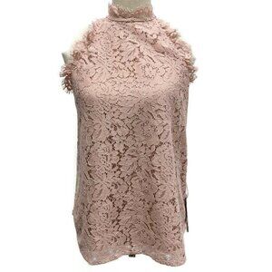 Olivia Grey Blush Lace/Cotton Halter Tank Top